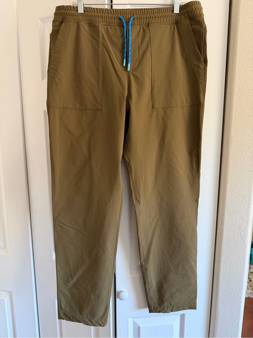 cotopaxi Olive Green Jogger Pants with Blue Drawstring